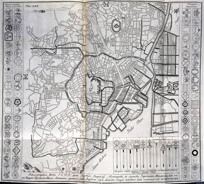 에도 지도. 산처럼 제공