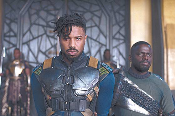 국내 538만 관객을 모은 마블 최초 흑인 히어로 영화 ‘블랙 팬서’에서 에릭 킬몽거(마이클 B 조던 분) 캐릭터. [월트 디즈니 컴퍼니 코리아]