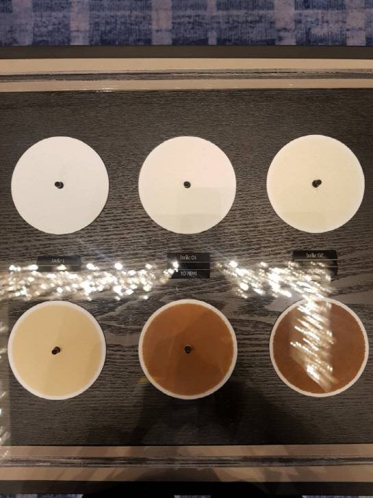 아이코스와 일반담배 각각 1개, 10개, 20개비 양의 증기와 연기를 흡수한 필터.(사진=강신우 기자)