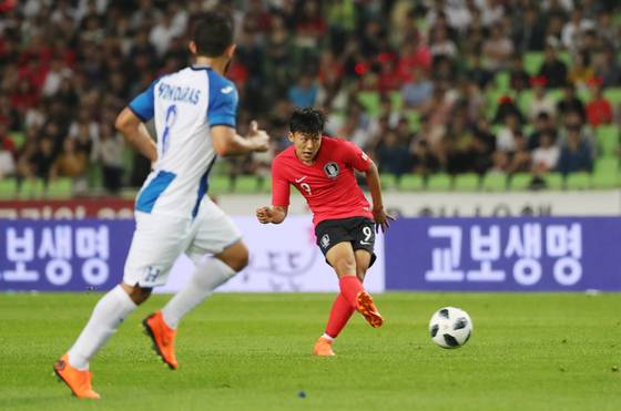 이승우가 28일 대구스타디움에서 열린 온두라스와의 평가전에서 손흥민의 결승골을 돕는 등 성공적인 A매치 데뷔전을 치렀다. 대구=양광삼 기자
