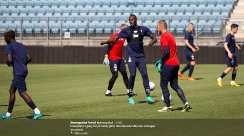 훈련하는 우사인 볼트(가운데). [스트룀스고세 IF 페이스북 캡처]