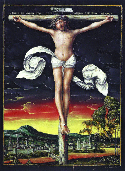 독일 화가 루카스 크라나흐의 ‘예수 그리스도의 십자가’(1571년). 비텐베르크의 루터하우스에 전시돼 있다. 국민일보DB