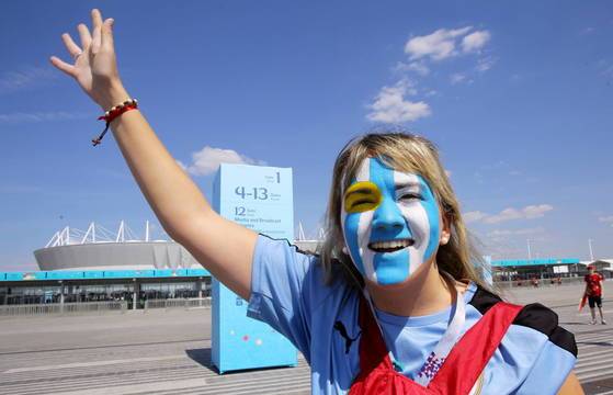 20일 로스토프 아레나를 찾은 우루과이 팬. [EPA=연합뉴스]
