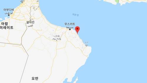 하루 최저기온이 섭씨 42도를 웃돈 오만의 한 어촌[구글지도 캡처]