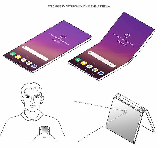 지난달 28일 LG전자가 미국 특허청으로부터 승인받은 폴더블폰 이미지 /사진=레츠고디지털