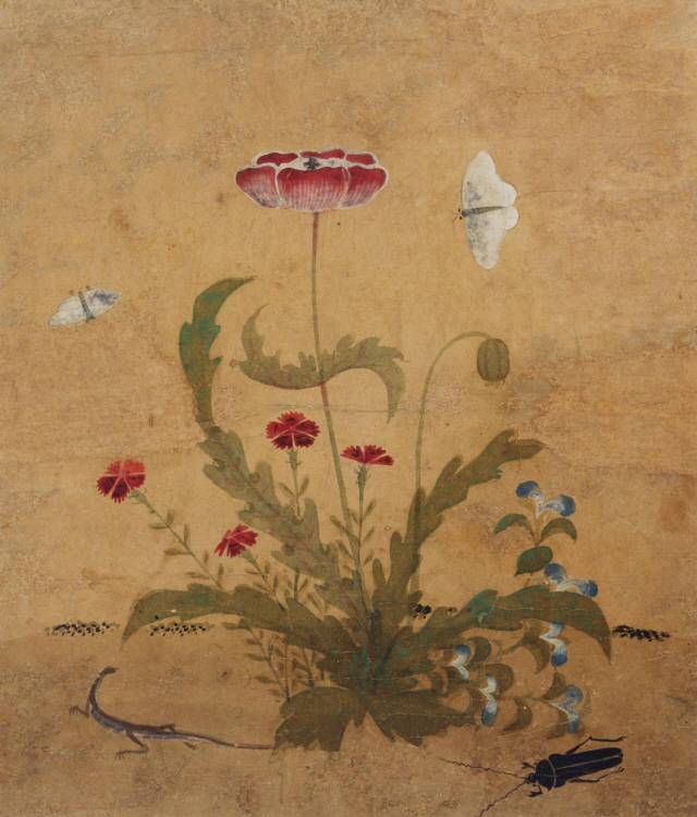 신사임당 ‘초충도’ 8폭 중 ‘양귀비와 도마뱀’, 16세기초, 32.8x28.0cm /사진제공=국립중앙박물관