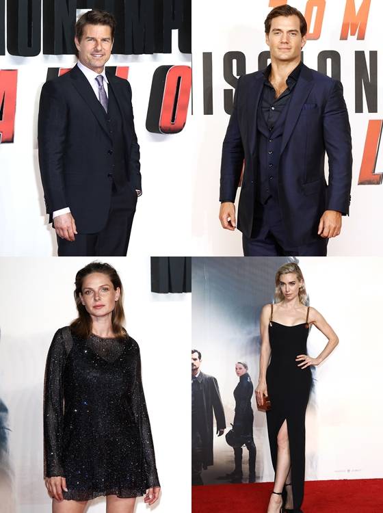 사진=사진 왼쪽 위부터 시계방향으로 런던 프로모션에 나선 '미션 임파서블:폴아옷'의 톰 크루즈, 헨리 카빌, 바네사 커비, 레베카 퍼거슨