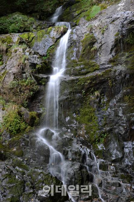 강원도 횡성 청일면 봉명리 발교산 등산로 중턱에 자리하고 있는 봉명폭포. 물줄기 떨어지는 소리가 봉황의 울음소리 같다해 이름 붙었다.