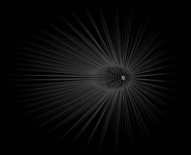 우주에는 우리가 눈으로 볼 수 있는 별과 행성을 구성하고 있는 일반 물질은 5% 이하이고 나머지는 미지의 암흑물질과 암흑에너지로 채워져 있다. 암흑물질이 지구 주변을 둘러싸고 있는 모습을 형상화한 그림. 미국항공우주국(NASA)·JPL-칼텍 제공