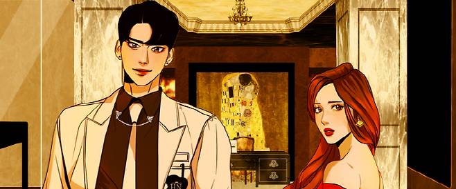 ‘껍데기’의 두 주인공 성형외과 의사 ‘도하’(왼쪽)과 추녀에서 미인으로 거듭난 ‘태희’. (그림=다음웹툰)