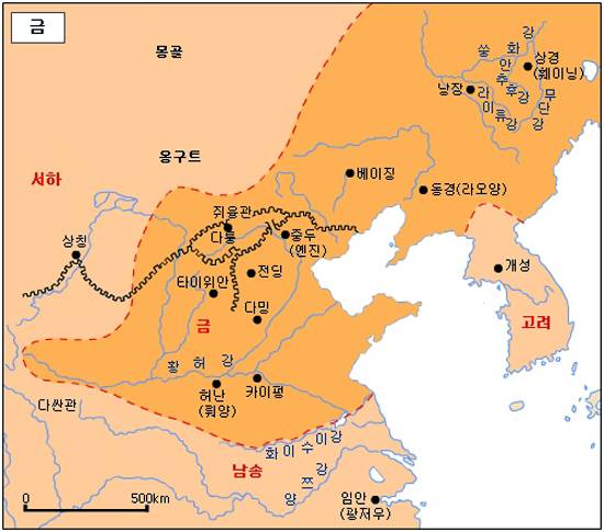 12세기 동북아 판도. 요동에서 일어난 여진족은 금나라를 건국한 뒤 거란(요)를 물리치고 중원을 정복했다. 요동에 대한 방비가 허술해지면 중원 왕조는 침략을 당하는 과정이 반복됐다. [중앙포토]