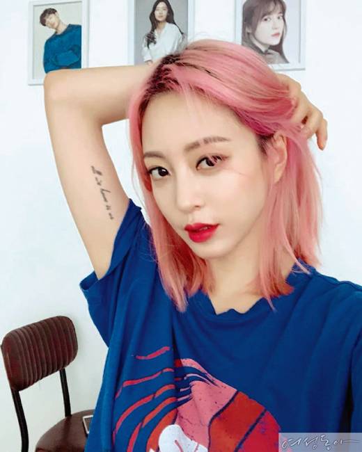 한예슬의 핑크 헤어.