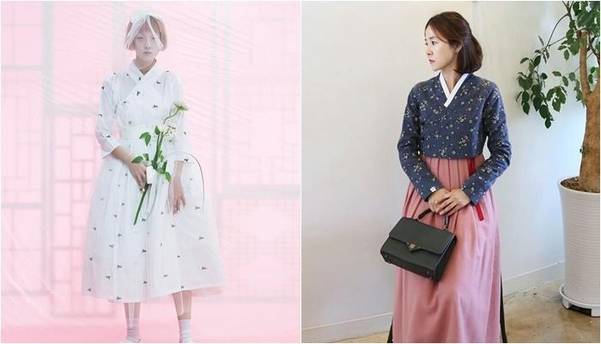 차이킴의 철릭 원피스(왼쪽)와 리슬의 기모 저고리./각 브랜드