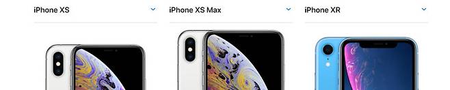 아이폰 XS와 아이폰XS맥스에는 듀얼 카메라가 달렸고 보급형 아이폰XR에는 렌즈 하나가 달렸다. 애플 누리집.