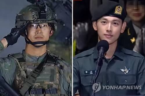 옥택연·임시완, 국군의날 행사서 늠름한 모습 [연합뉴스TV 제공]