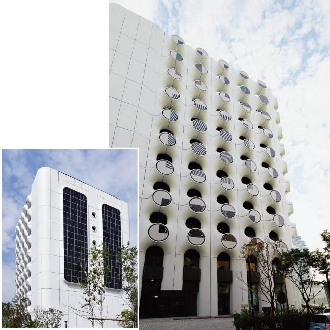 KEB하나은행 삼성기업센터와 강남PB센터, 하나금융투자 Club1 WM센터가 모인 ‘PLACE 1’의 3개 면은 문어발의 빨판을 연상시키는 독특한 외관으로 눈길을 끈다. 햇볕이 가장 잘 드는 남쪽 면에는 태양광 패널이 설치돼 있다.(왼쪽)