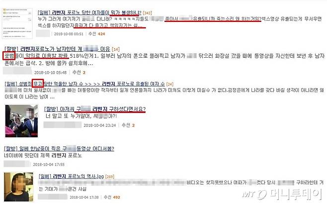 일베에서 '리벤지'라고 검색하자 나온 결과물. /사진=커뮤니티 사이트 캡처