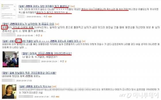 일베에서 '리벤지'라고 검색하자 나온 결과물. /사진=커뮤니티 사이트 캡처