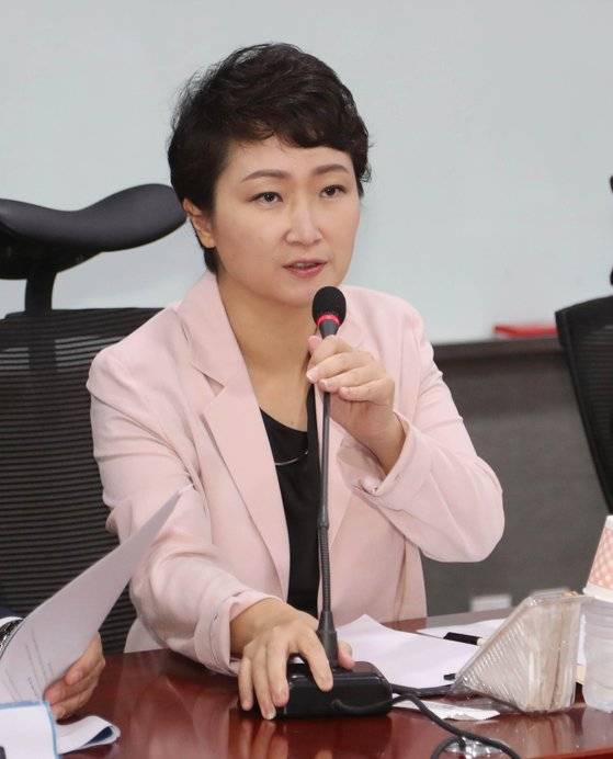 바른미래당 이언주 의원이 20일 오전 국회 의원회관에서 열린 '문재인 정부 부동산정책 진단 및 대안 마련을 위한 토론회'에서 발언하고 있다. [연합뉴스]