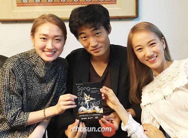 창작 발레‘인어 공주’의 세 주인공. 왼쪽부터 이수빈, 김기민, 박선미. /오윤희 특파원