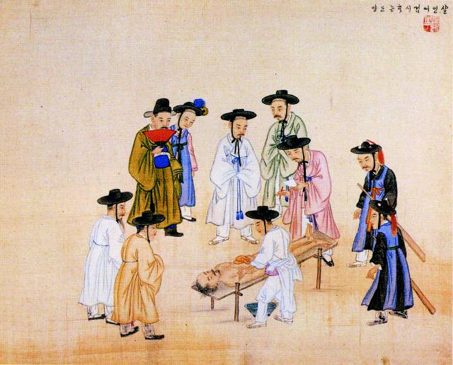 조선의 법의학은 고려 말, 조선 초에 중국 원나라의 ‘무원록’이 수입되면서 단초가 마련됐고 세종 대에 ‘신주무원록’이 간행되어 본격적으로 사건 조사에 활용됐다. 그림은 김준근의 ‘살인에 검시하는 모양’. /사진제공=휴머니스트