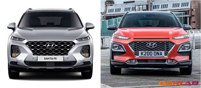 싼타페(좌)와 코나(우)