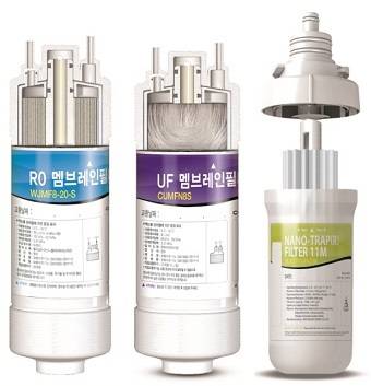 가정용 정수기 필터의 여러가지 형태.
