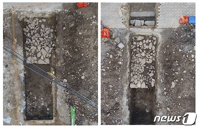 한국전통문화전당 북동쪽 주차장 부지서 발견된 전주부성 성곽 흔적(전주시 제공) © News1 김춘상 기자