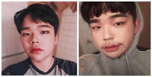 전군이 화장한 모습. 전군은 "남성 메이크업은 여성과 달라야 한다고 말하는 사람들도 있지만, 성별 구분 없이 자기가 하고 싶은 대로 하면 된다고 생각한다"고 말했다. 사진 본인 제공