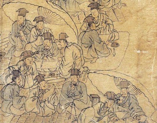 김홍도의 화첩평생도 중에 나온 과거시험장의 모습. 과거시험은 채점과정의 부정을 막기 위해 당일채점, 공시를 원칙으로 하다보니 심사위원들이 300장 이상을 채점하는 경우가 드물었다. 이로인해 손이 빠른 대필자를 고용해 팀으로 시험을 보는 경우도 많았다.(사진=문화재청)