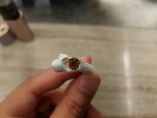 릴 하이브리드 전용 스틱을 분해하면 Y자형 필터, 담뱃잎 순으로 스틱이 배열, 구성돼 있다.(사진=강신우 기자)