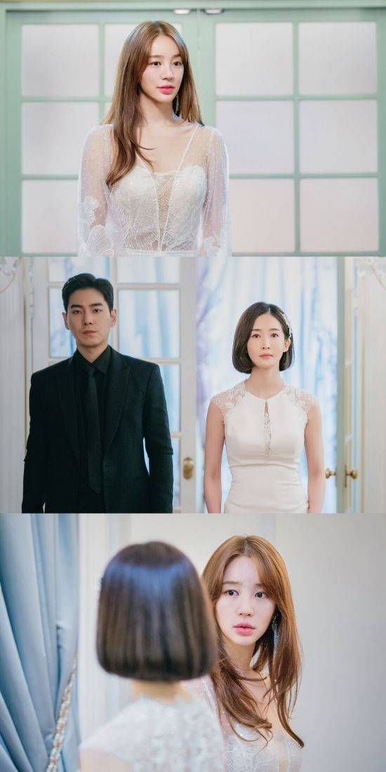 순백의 드레스를 입은 윤은혜와 강서연의 사진이 공개됐다. / 사진=MBN 제공