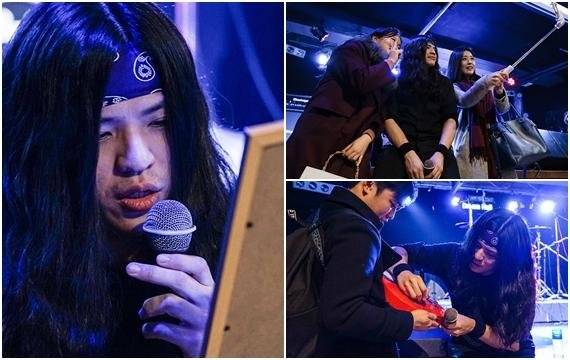 팬미팅에 참석한 참가자들과 함께 시간을 갖는 부기드럼. 사진=조재형 기자