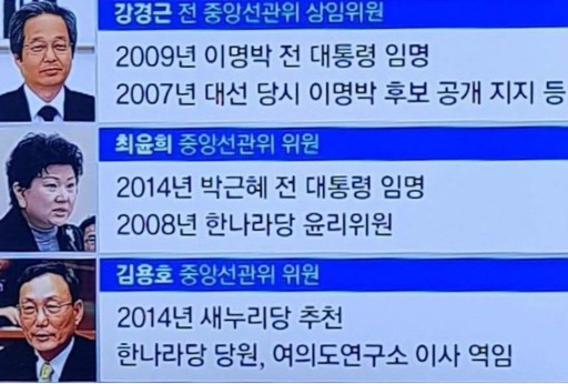 박홍근 더불어민주당 의원이 지난 26일 자신의 페이스북을 통해 밝힌 지난 정부의 중앙선거관리위원회 위원(박홍근 의원실 제공)