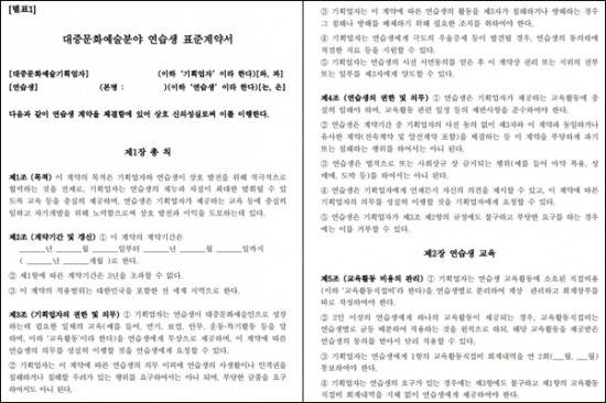 (사진=연습생 표준계약서 초안 캡처)
