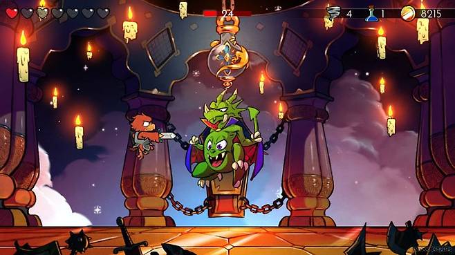 (막판 최종 보스인 뱀파이어 드래곤. 가슴쪽에 머리가 달려있다)