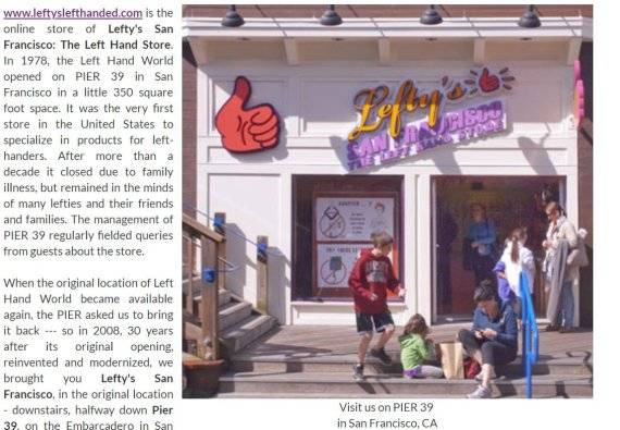[미국 샌프란시스코에 위치한 왼손잡이 전용 상점 / 사진=leftyslefthanded.com 캡쳐]