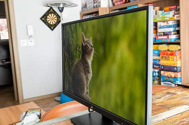 옆에서 비스듬하게 봐도 올바른 색상과 밝기로 화면을 볼 수 있다