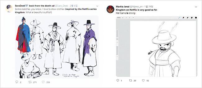 ‘킹덤’ 해외 팬들이 그린 팬아트. 사진 트위터