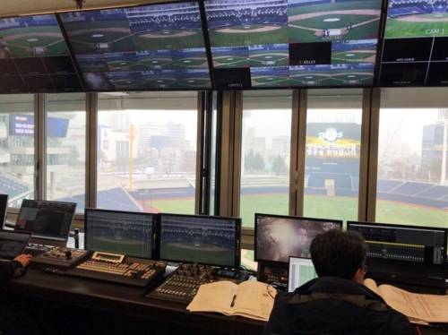 NC 새 야구장 주조종실 (창원=연합뉴스) 이정훈 기자 = 프로야구단 NC다이노스 홈구장인 '창원NC파크 마산구장' 주조종실. 2019.3.7