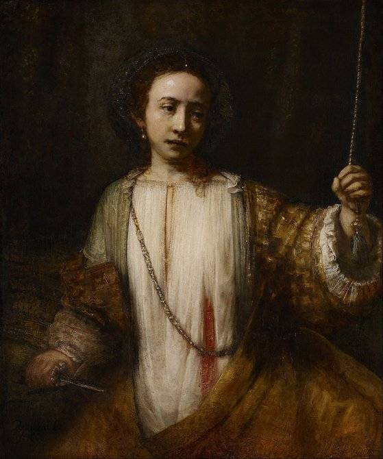 렘브란트 반 라인, 루크레티아, 캔버스에 유채, 1666, 110cm x 92cm, Minneapolis Institute of Art. [출처 Wikipedia]