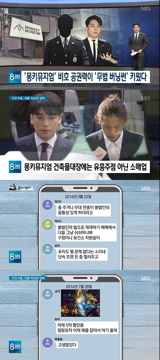 ▲ 가수 승리가 지인들과 운영한 주점 '몽키뮤지엄'에 대한 의혹이 제기됐다. 방송화면 캡처