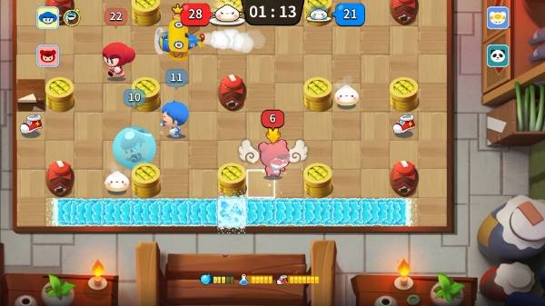 '만두 먹기' 모드. 적을 공격할지 만두 획득에 집중할지 선택하는 일이 중요하다.