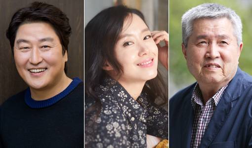 배우 송강호-전도연-임권택 감독(왼쪽부터). 사진｜쇼박스·매니지먼트 숲·동아일보DB