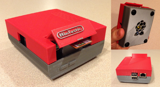 (빨간색 북미형 패미콤(NES)의 모습을 본 딴 라즈베리파이 케이스)