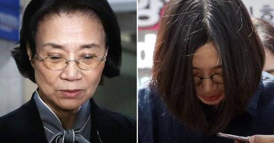 이명희 일우재단 이사장(왼쪽)과 장녀 조현아 대한항공 전 부사장. [연합뉴스, 뉴스1]
