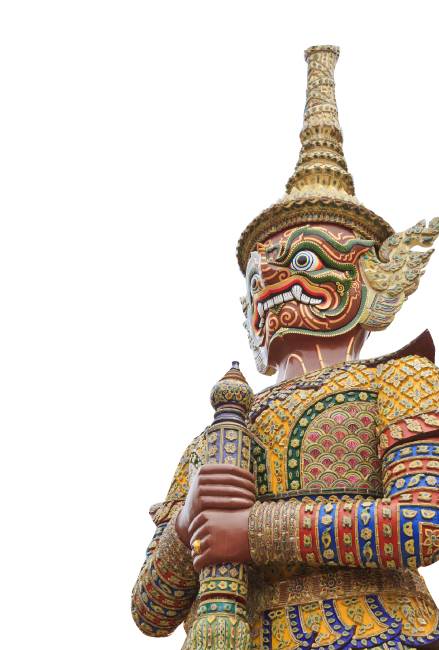 태국의 야차상. 방콕의 왕실 사원  왓 프라깨우(Wat Phra Kaew)에 있다.