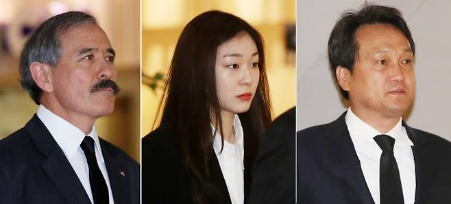 왼쪽부터 해리 해리슨 주한 미국 대사, 김연아 전 피겨스케이팅 국가대표 선수, 안민석 더불어민주당 의원 [뉴시스]