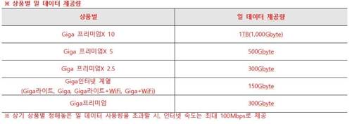 SK브로드밴드 초고속인터넷 요금제 [SKB 약관 캡처]