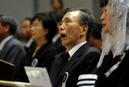 지난 2009년 8월 22일 명동성당에서 열린 故 김대중 전 대통령 장례미사에 참석한 고인의 모습